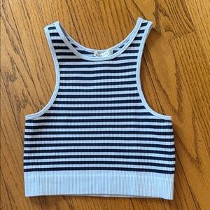 Bozzolo Navy and White Striped Crop Top